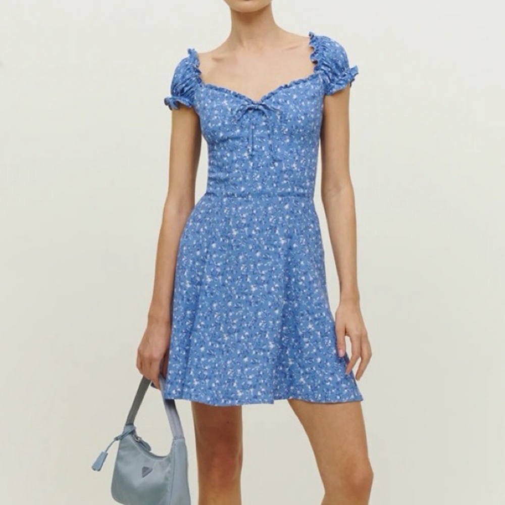 Reformation Blue Floral Mini Dress